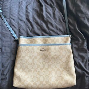 Coach Tan and Blue Crossbody Bag